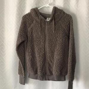 Zella Up & Over Faux Shearling Sherpa Zip Hoodie Jacket Size XS